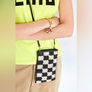 Clare V Poche Crossbody Bag in Black and White Crochet